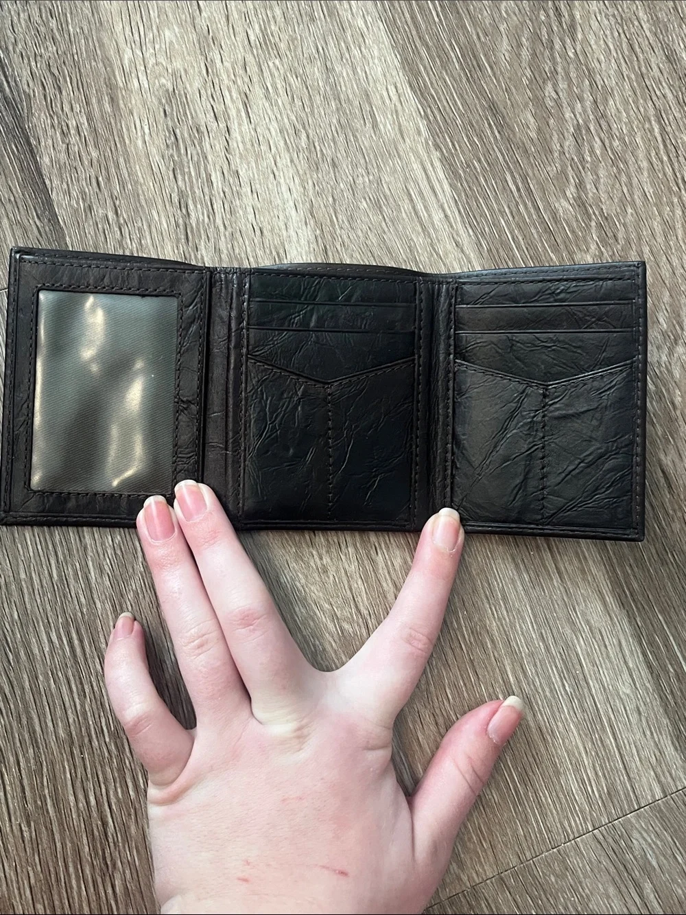 Fossil Black Neel Leather Men's Trifold Card Wallet